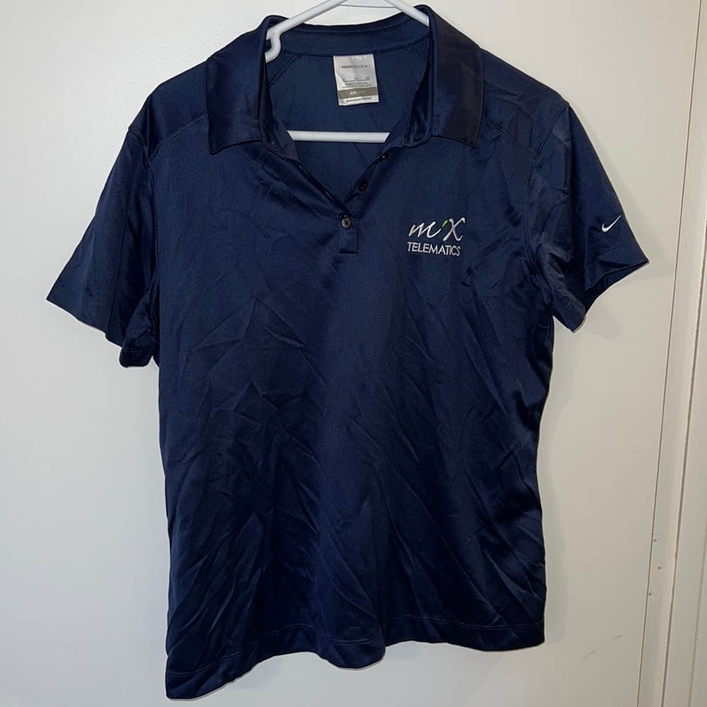 Nike Golf Dri-Fit Navy Blue Branded Logo Short Sleeve Polo Top